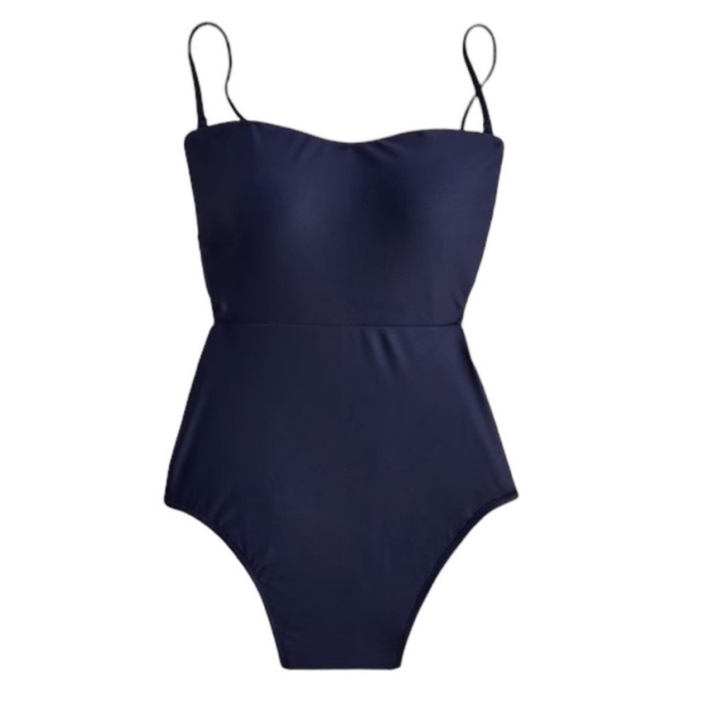 J. Crew Women's One Piece Swimsuit Side Cut-outs Navy Blue Size 18 NWT